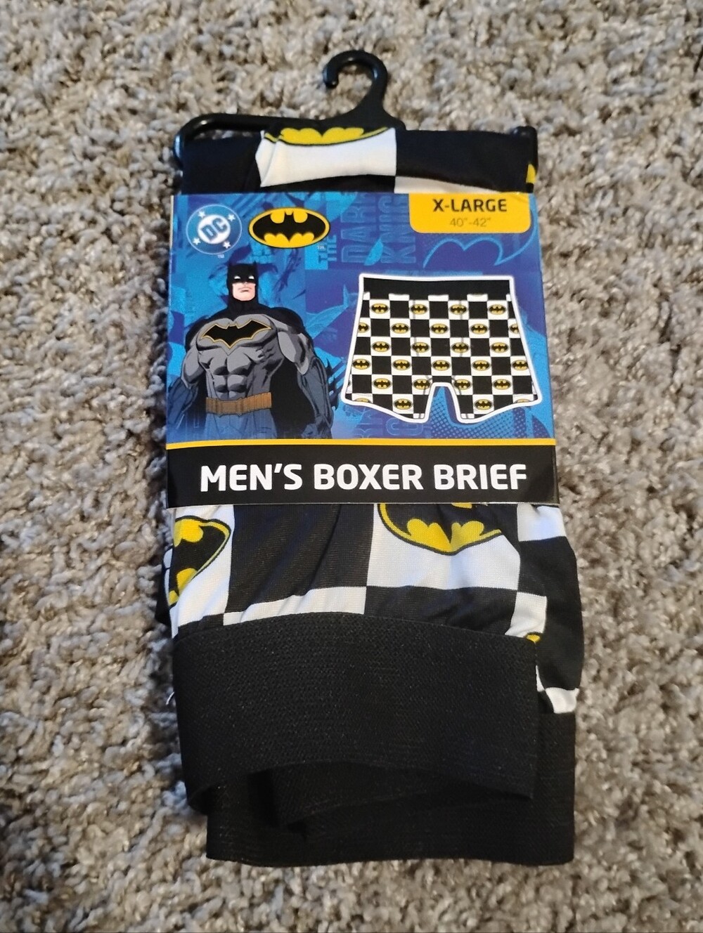 DC Comics Batman Men's Boxer Briefs Checkered Logo XL (40"-42") NWT New